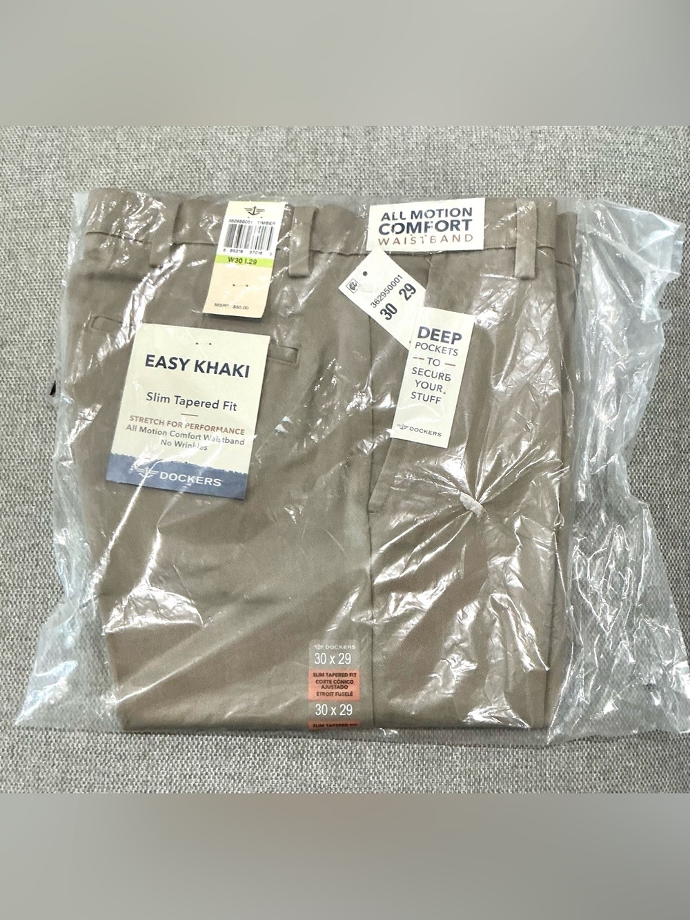 NWT Dockers Slim Tapered Easy Khaki Stretch Pants 30x29 ✨ NEW